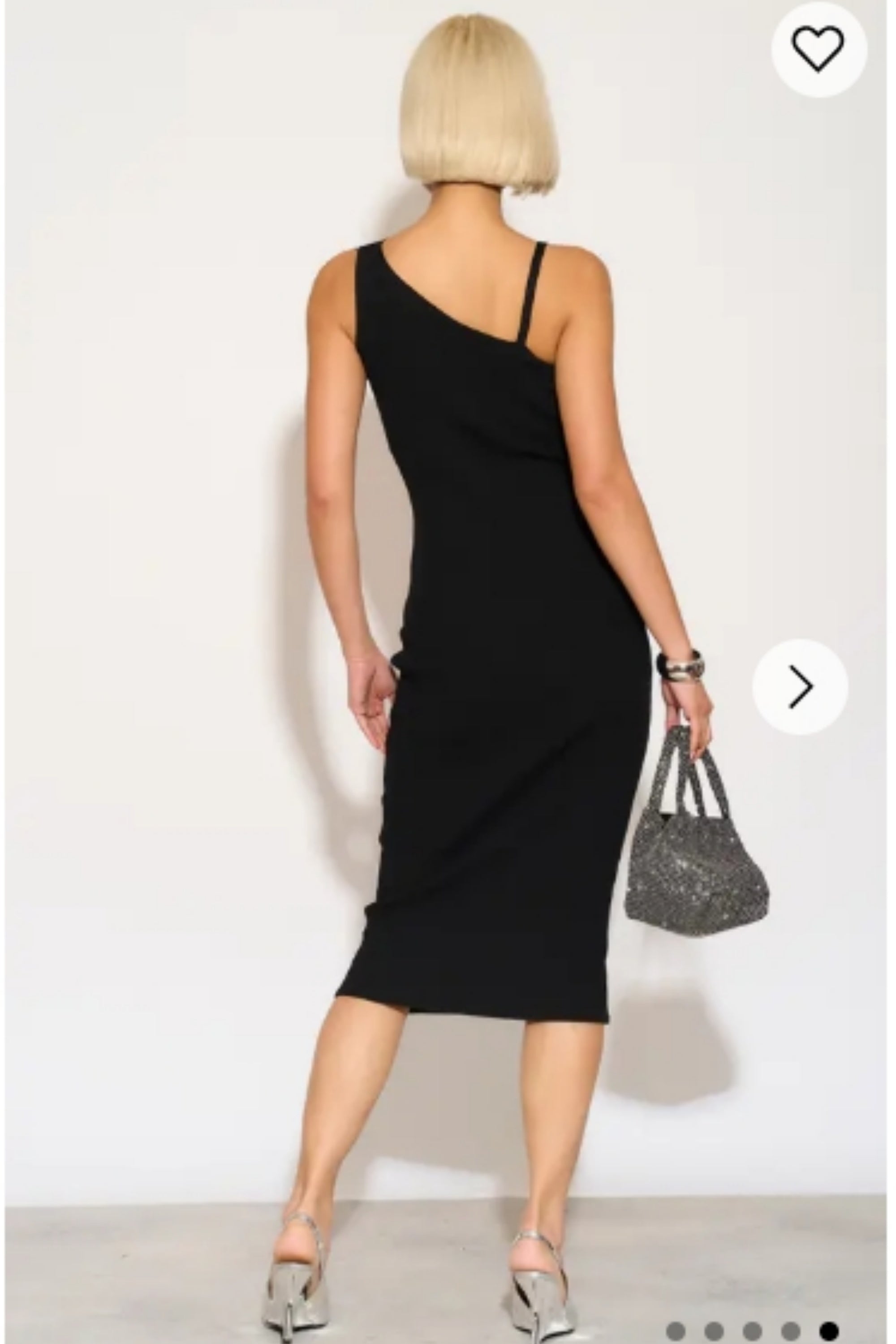 Knitted stretch cotton Bodycon midi dress with Camellias Brooches in black