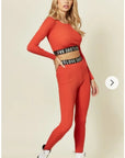 Loungewear Co-ord with Love Logo | Orange Crop Top and Leggings