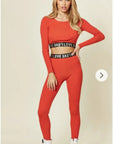Loungewear Co-ord with Love Logo | Orange Crop Top and Leggings