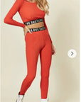 Loungewear Co-ord with Love Logo | Orange Crop Top and Leggings