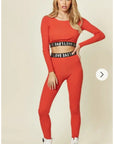 Loungewear Co-ord with Love Logo | Orange Crop Top and Leggings