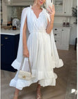 Ruffle Hem and Sleeves Oversized dress in White