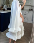 Ruffle Hem and Sleeves Oversized dress in White