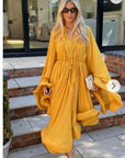 Ruffle Hem and Sleeves Oversized dress in Yellow