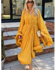 Ruffle Hem and Sleeves Oversized dress in Yellow