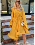 Ruffle Hem and Sleeves Oversized dress in Yellow
