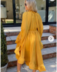 Ruffle Hem and Sleeves Oversized dress in Yellow
