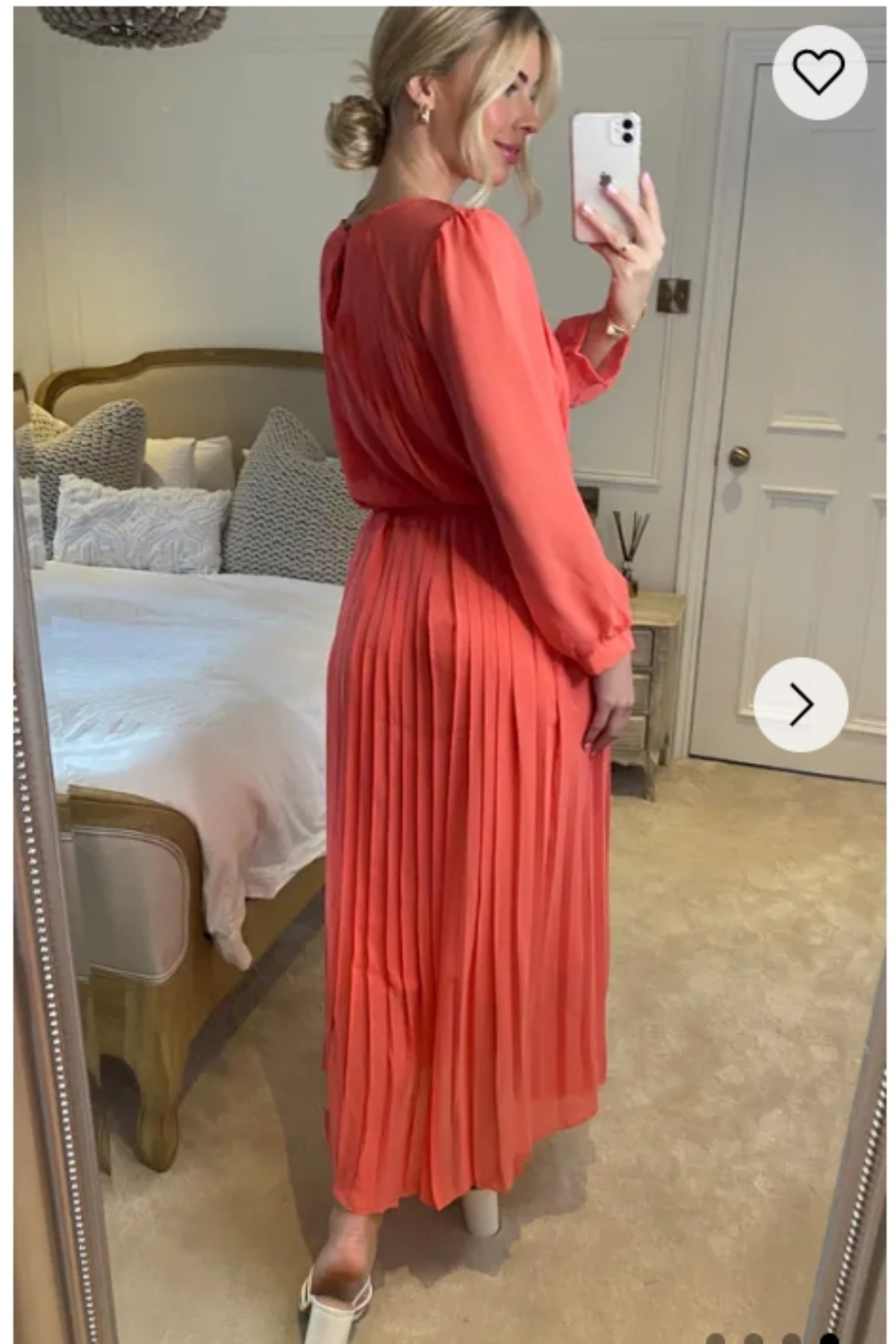 Long sleeves Pleated Maxi Dress (Rose)