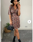 Kimono sleeves wrap dress (Paisley Print)