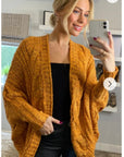 Cable knit oversize batwing cardigan in orange