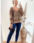 Leopard print oversized knit jumper