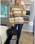 Multi color stripe soft knit oversized relaxed fit jumper balloon sleeves