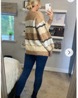 Multi color stripe soft knit oversized relaxed fit jumper balloon sleeves