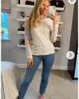 Floral lace elegant basic long sleeves top