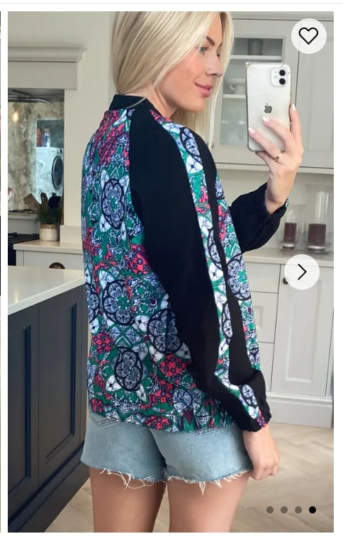Floral Print Bomber Jacket (Paisley floral)
