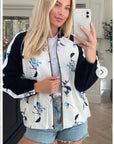 Floral Print Bomber Jacket (White floral)