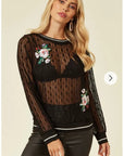 Rose Patch lace Sweatshirt (Black)