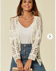 White Floral Crochet Cardigan