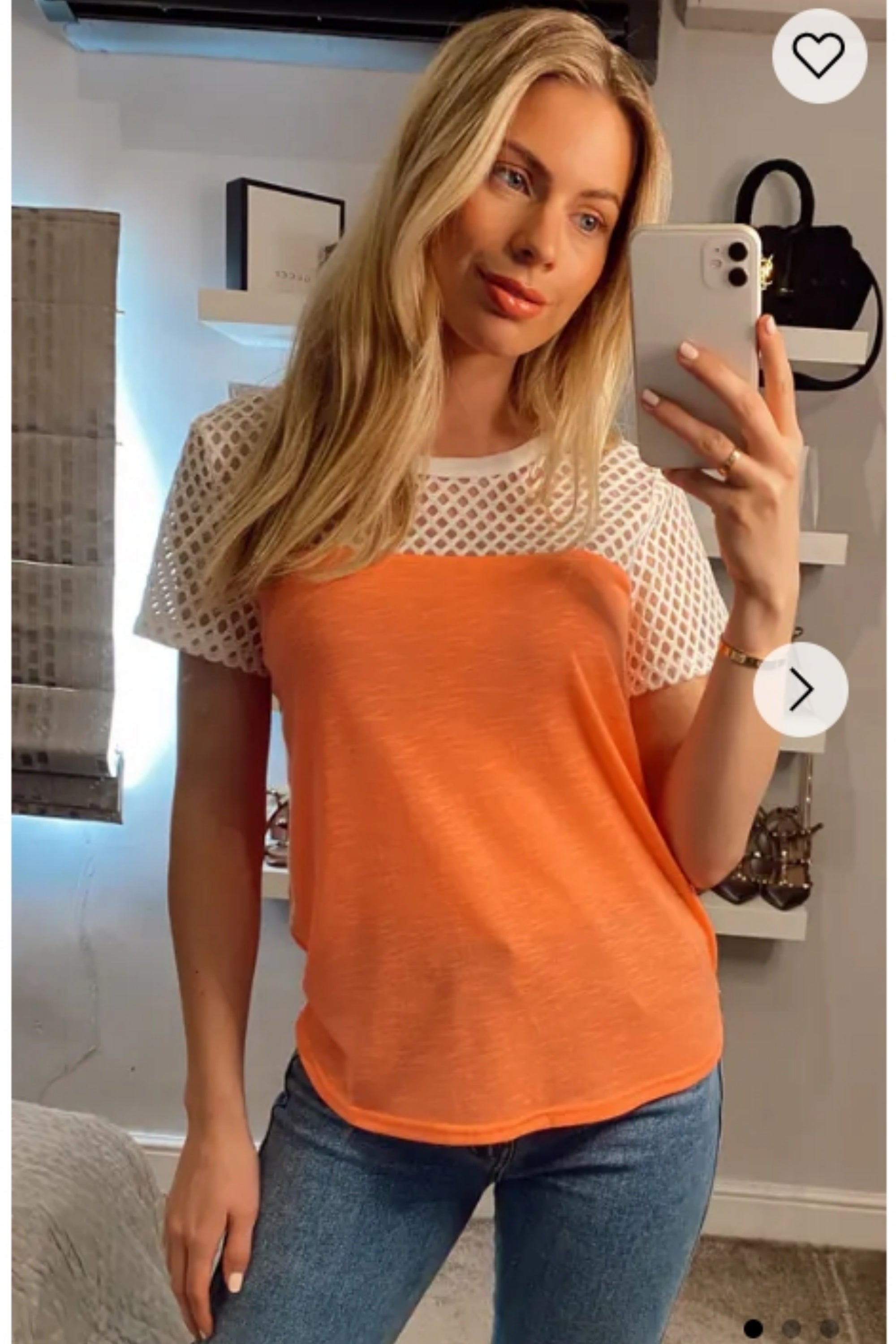 Neon Colour Mesh T-shirt (ORANGE)