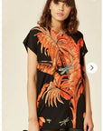 Coconut tree leaves print Top (Orange)