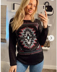 Aztec print long sleeve t-shirt Top