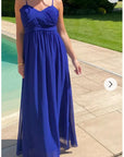 Pleated Bust & Sweetheart Neckline Maxi Dress (ROYAL BLUE)