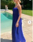 Pleated Bust & Sweetheart Neckline Maxi Dress (ROYAL BLUE)
