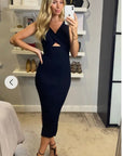 Ribbed Knit Bodycon Dress with Cut-out design