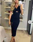 Ribbed Knit Bodycon Dress with Cut-out design