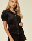 Velvet Zip-Up Hoodie & Shorts Co-Ord Set