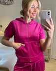 Velvet Zip-Up Hoodie & Shorts Co-Ord Set