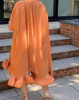 Ruffle Hem Oversized dress with belt in orange