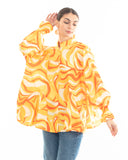 Scarf print oversized shirt in Yellow color
