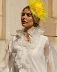 Mesh Fascinator with Sculpted Bow And Faux Pearl Detail