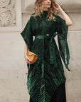 Full pleated Printed top and wide-leg trousers in Green