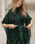 Full pleated Printed top and wide-leg trousers in Green