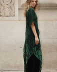 Full pleated Printed top and wide-leg trousers in Green