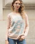 Floral pattern pearl embellished jumper