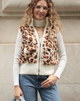 Fuax Fur Short Gilet with removeable hoody (Animal Print)