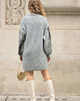 Leave's Pattern Sequin Jumper Dress In Grey