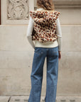 Fuax Fur Short Gilet with removeable hoody (Animal Print)
