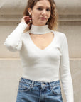 Soft knit Jumper top with Cut Outs design in white