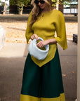 Full pleated Long sleeves top and trousers in Green
