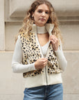 Fuax Fur Short Gilet with removeable hoody (Leopard Print)