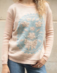 Floral pattern pearl embellished jumper