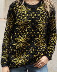 Fluffy snowflake Print Christmas Jumper (YELLOW)