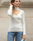 Soft knit Jumper top with Cut Outs design in white