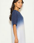 Tie dye Cotton Long T-shirt (Blue)
