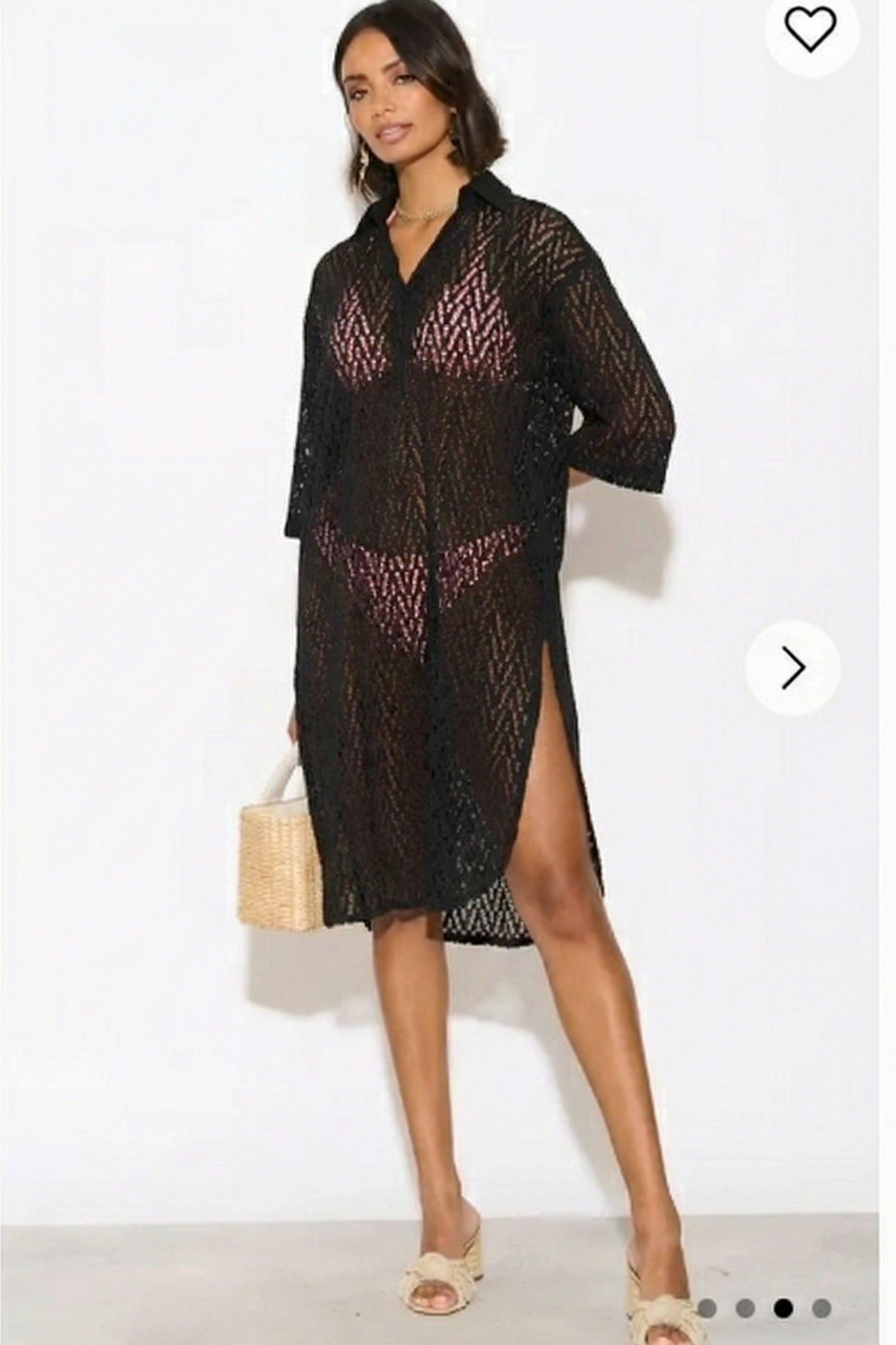 V pattern Lace kaftan dress in Black Holiday wear collection