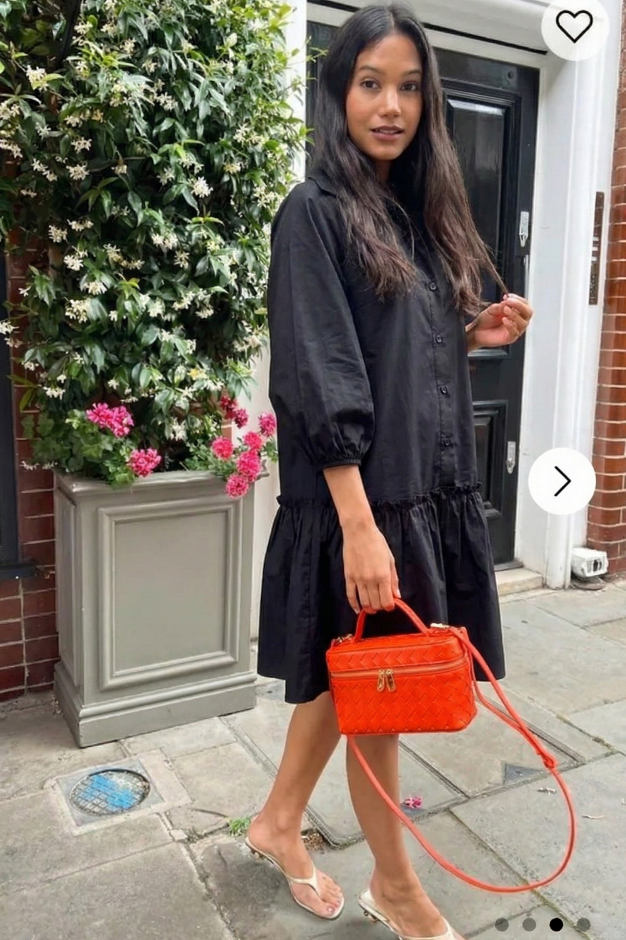 Oversized Cotton shirt dress with ruffle hem